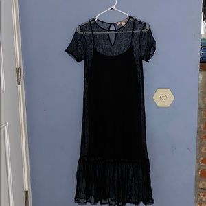 Black mesh dress with slip dress under. Size S